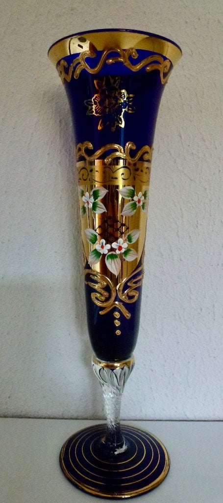 Prachtige Boheemse Vaas – Kobaltblauw met 24k Goud & Emaille, Antiek en Kunst, Verzenden
