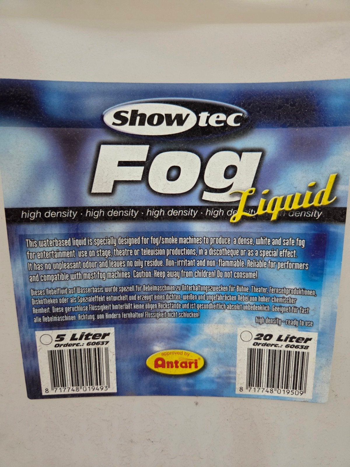 Showtec Fog Liquid - 4x 20 Liter Rookvloeistof, Ophalen of Verzenden, Nieuw, Rookmachine