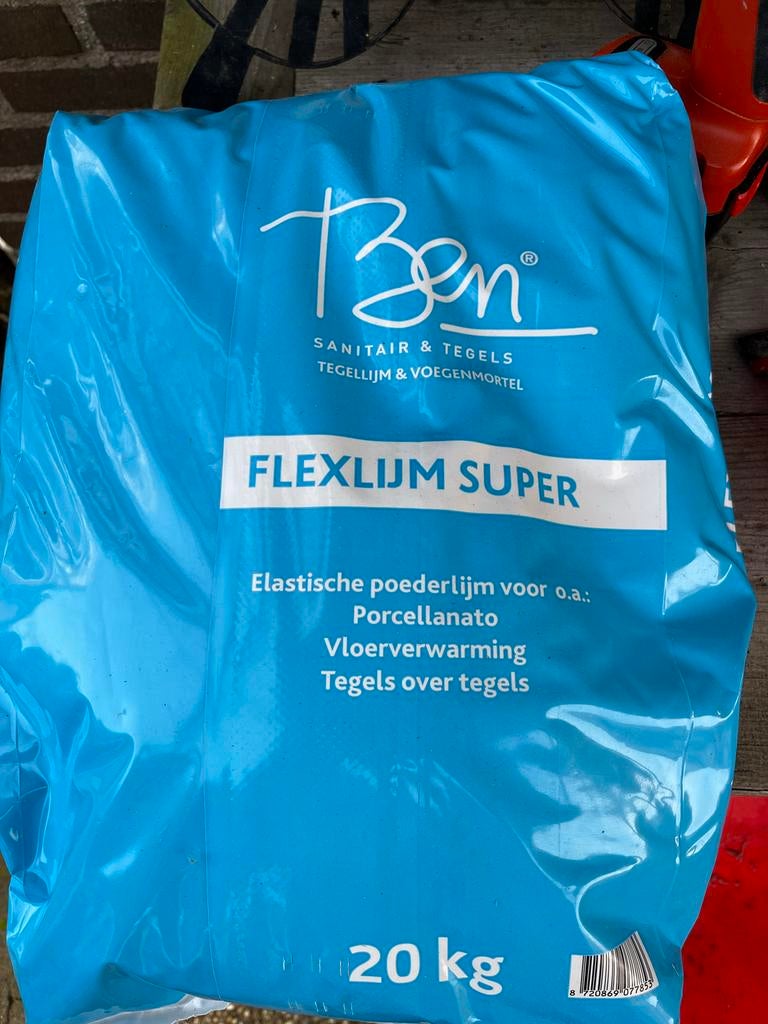 2zakken Ben Flexlijm Super - Elastische Tegellijm 20 kg, Overige typen, Nieuw, 10 m² of meer, Overige materialen