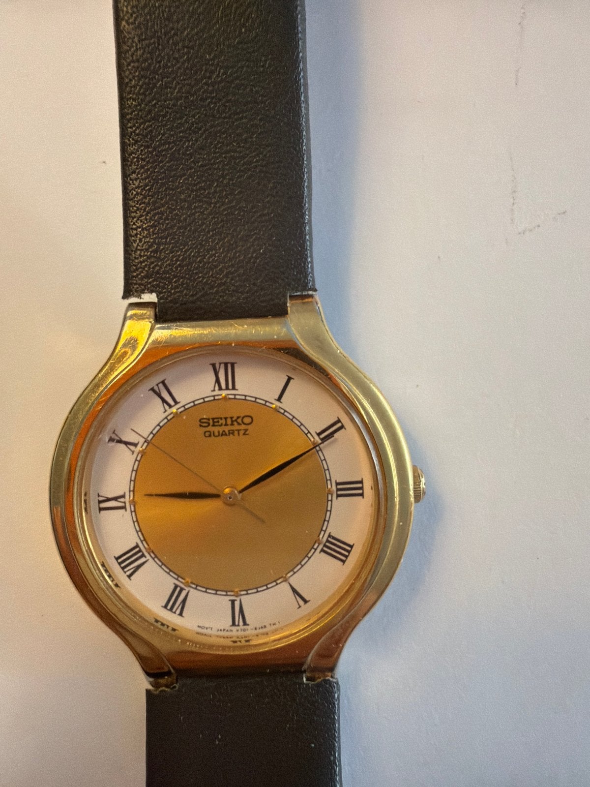 Seiko Quartz Horloge Goudkleurig met Leren Band, Polshorloge, Ophalen of Verzenden, Overige materialen, Seiko
