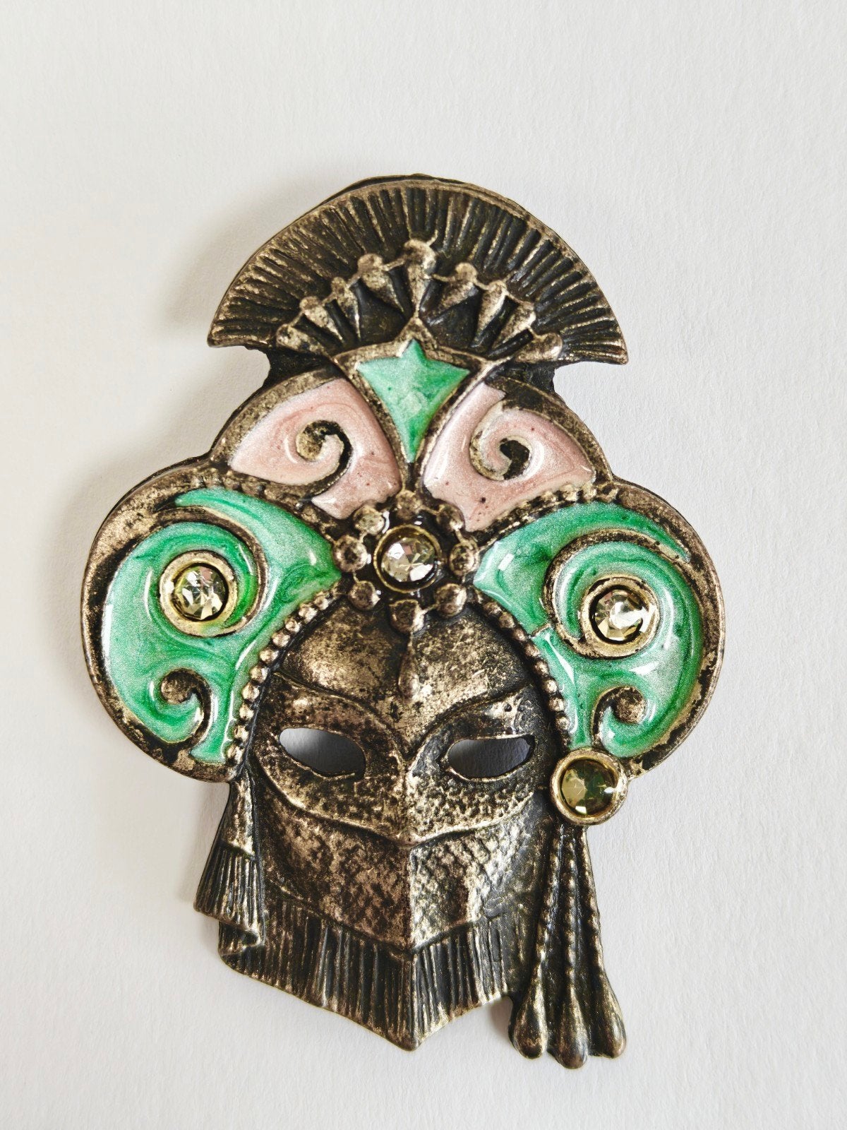 Broche, Venetiaans masker. 5.7 cm . Vintage, Met kristal, Overige materialen, Ophalen of Verzenden, Zo goed als nieuw