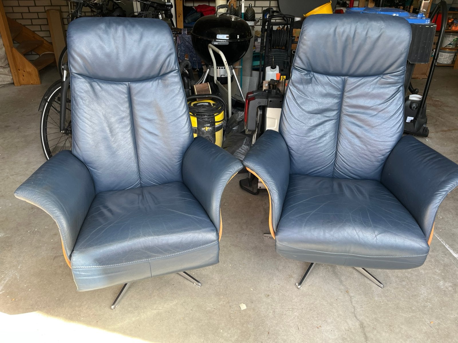 Heren en dames verstelbare draaistoelen, Ophalen, Gebruikt, 75 tot 100 cm, Leer