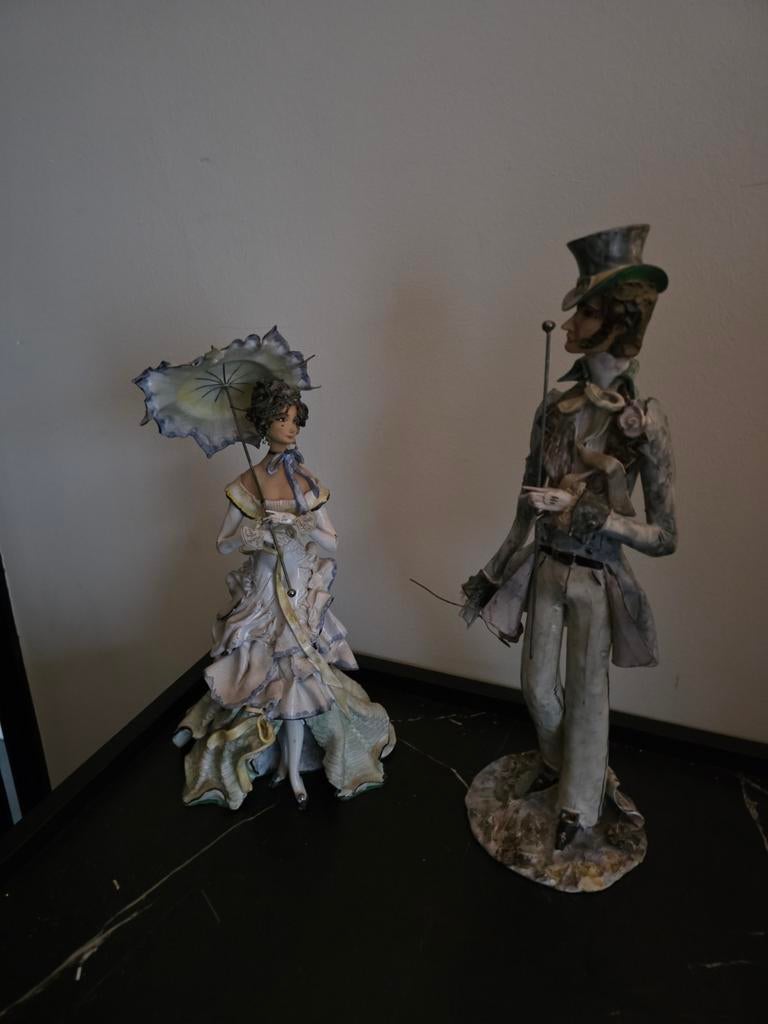 Elegante Italiaanse art deco figurines handbeschilderd, Ophalen of Verzenden