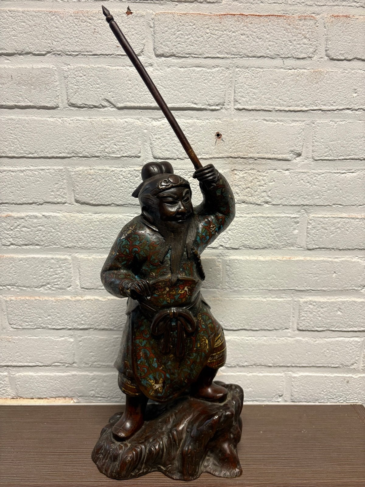 Japans bronzen okimono - Meiji-periode - Visser/Krijger, Ophalen of Verzenden, Brons, 20 - 50 cm, Beeld