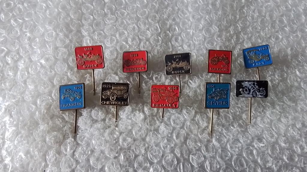 10 verschillende oldtimer auto speldjes, Verzamelen, Ophalen of Verzenden, Zo goed als nieuw, Transport