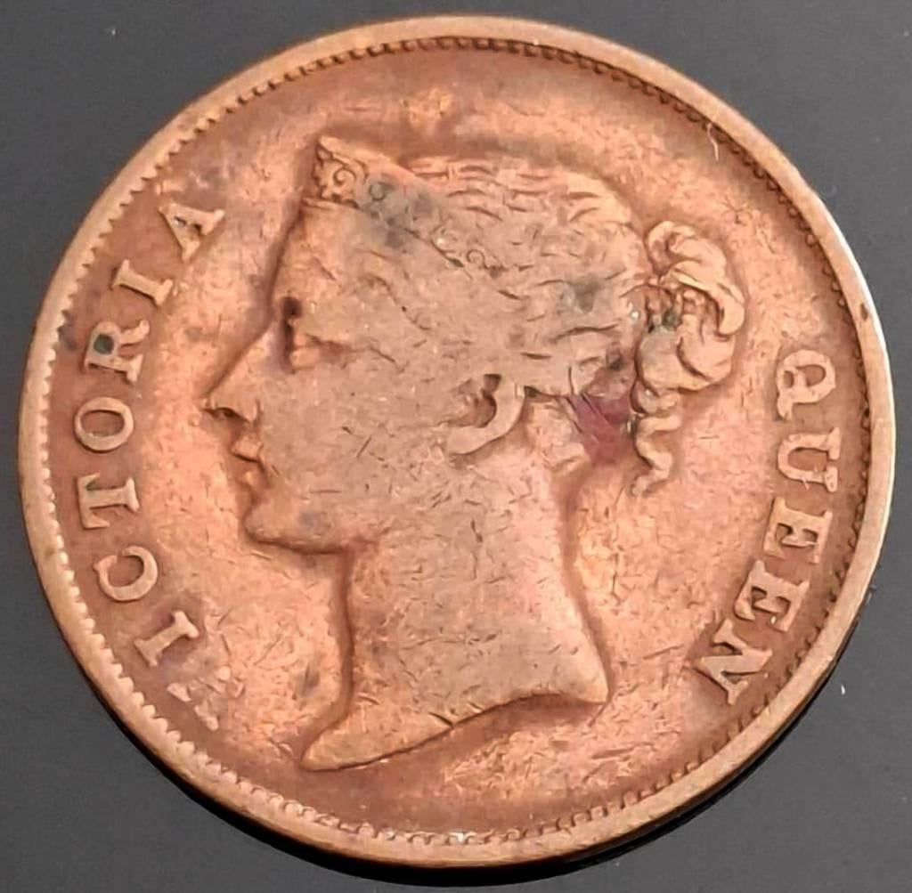 Straits Settlements 1 Cent Queen Victoria 1862, Ophalen of Verzenden, Zuidoost-Azië, Losse munt