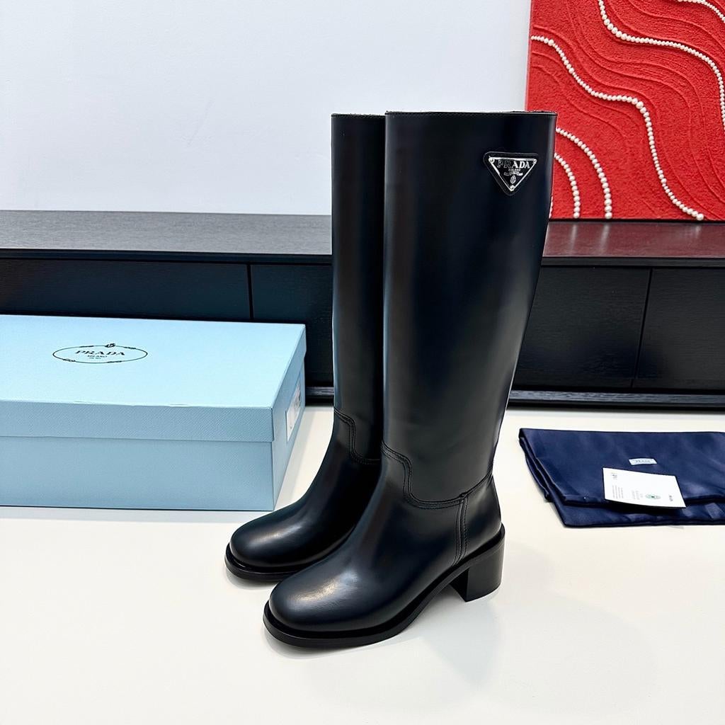 Prada Leather Boots Laarzen Gr. 37, Ophalen of Verzenden, Zo goed als nieuw, Schoeisel