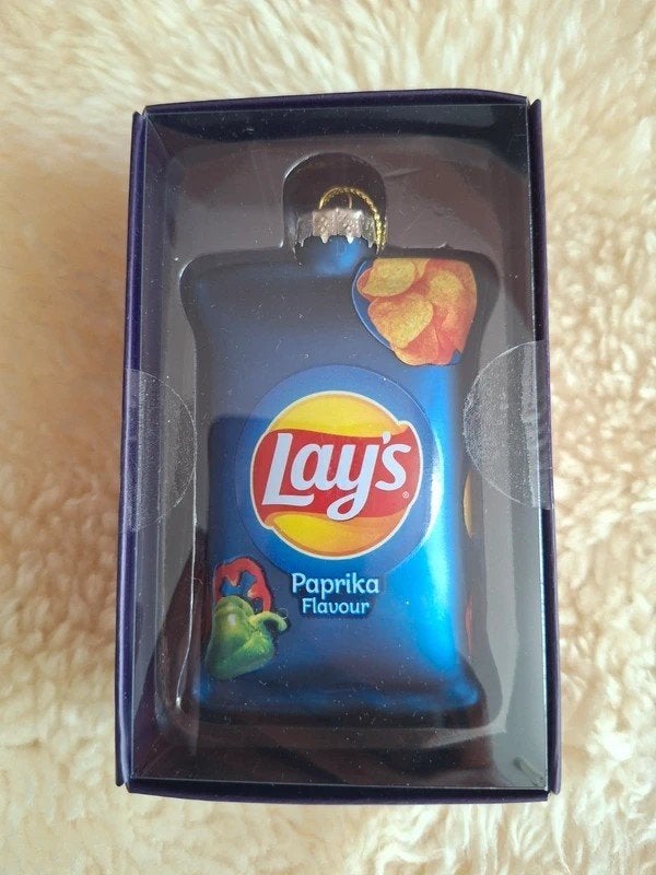 Nieuwe Lay’s Paprika glazen kerstbal/ kersthanger, Ophalen of Verzenden, Nieuw