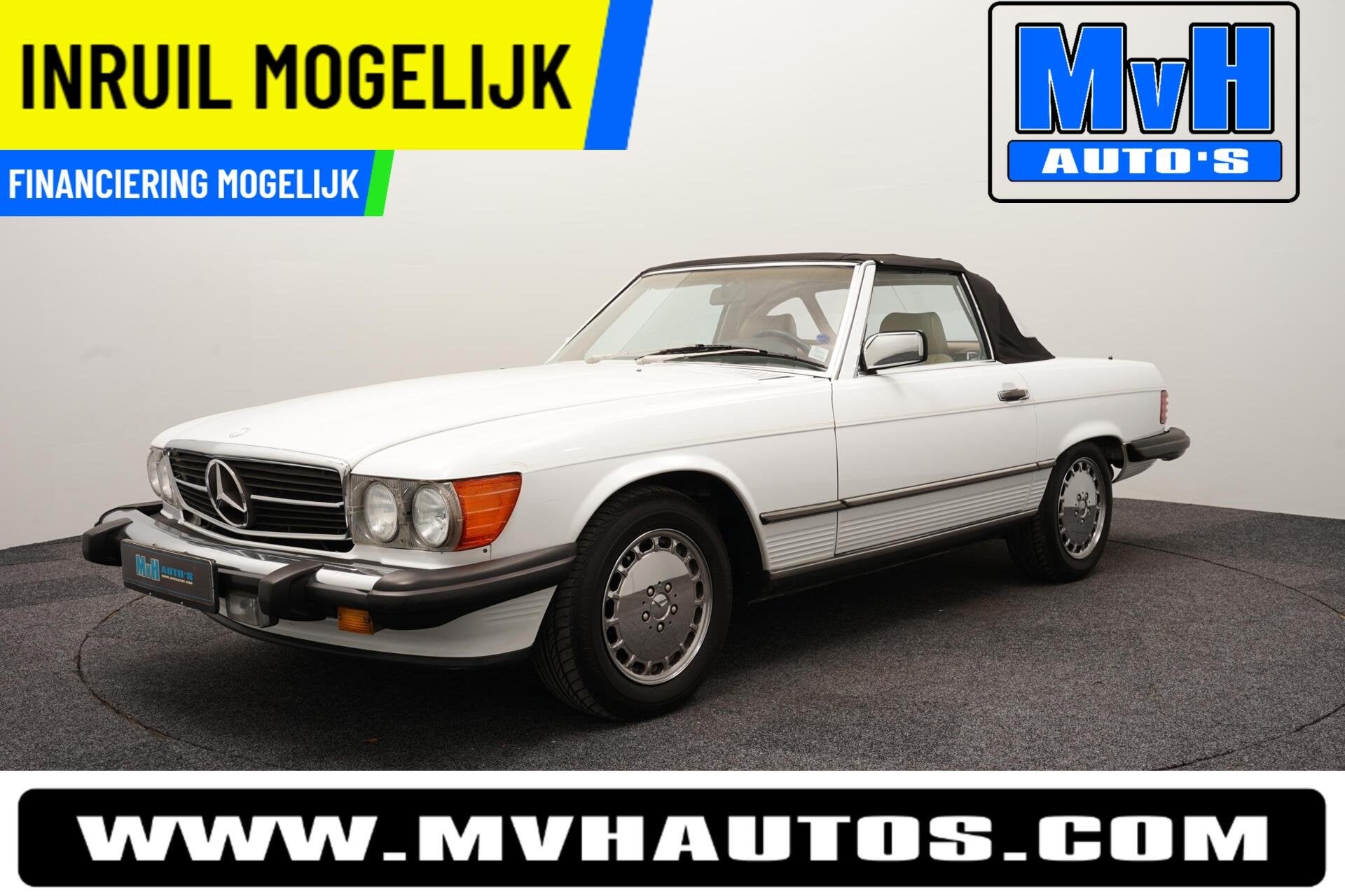 Mercedes SL-klasse 560 SL|Roestvrij-Californische klassieker, Auto's, Oldtimers, Achterwielaandrijving, 4973 cc, Wit, 2 stoelen