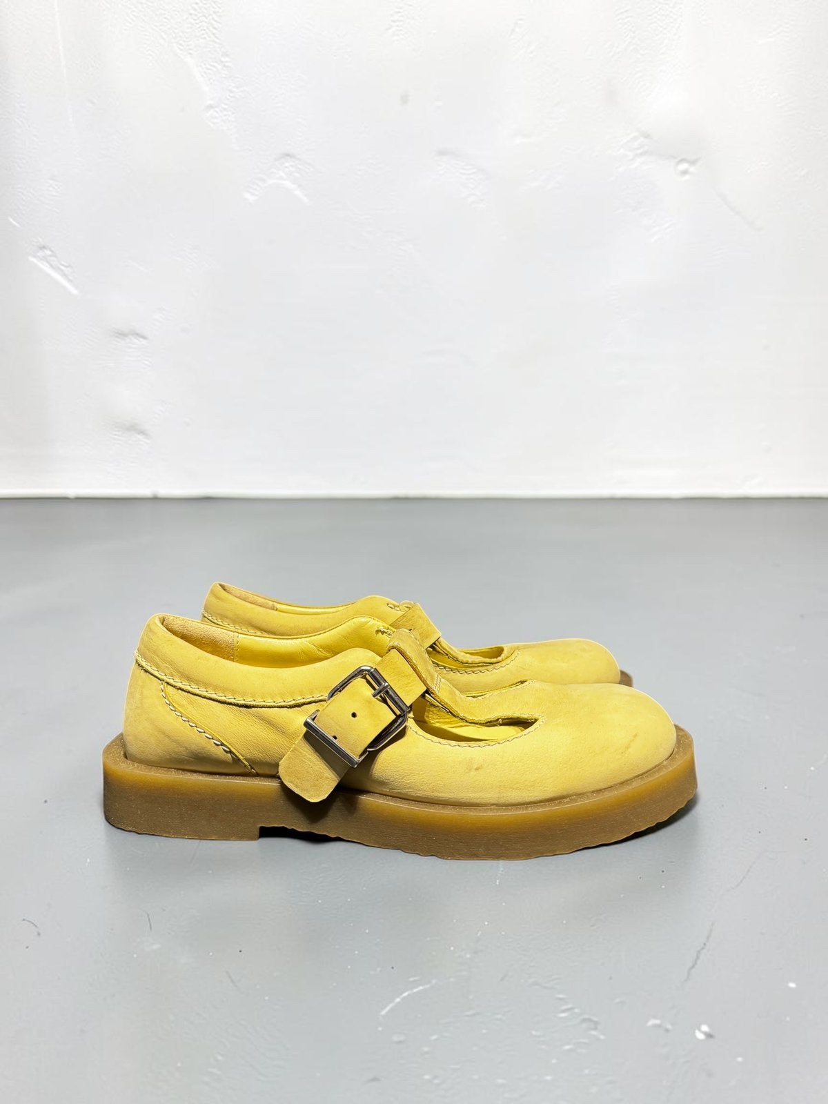 Acne Studios geel groen berylab nubuck mary jane schoenen 39, Overige kleuren, Zo goed als nieuw, Ballerina's, Ophalen of Verzenden