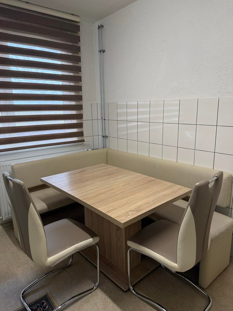 Keukentafel met bank en stoelen, Huis en Inrichting, Complete eetkamers, Ophalen, Gebruikt, Minder dan 4 stoelen