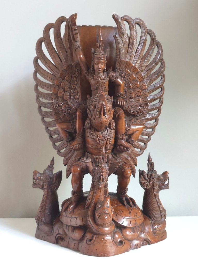 Balinees Houtsnijwerk Vishnu Garuda 38cm 100% Onbeschadigd, Ophalen of Verzenden, Handgemaakt, 20 - 50 cm, Beeld