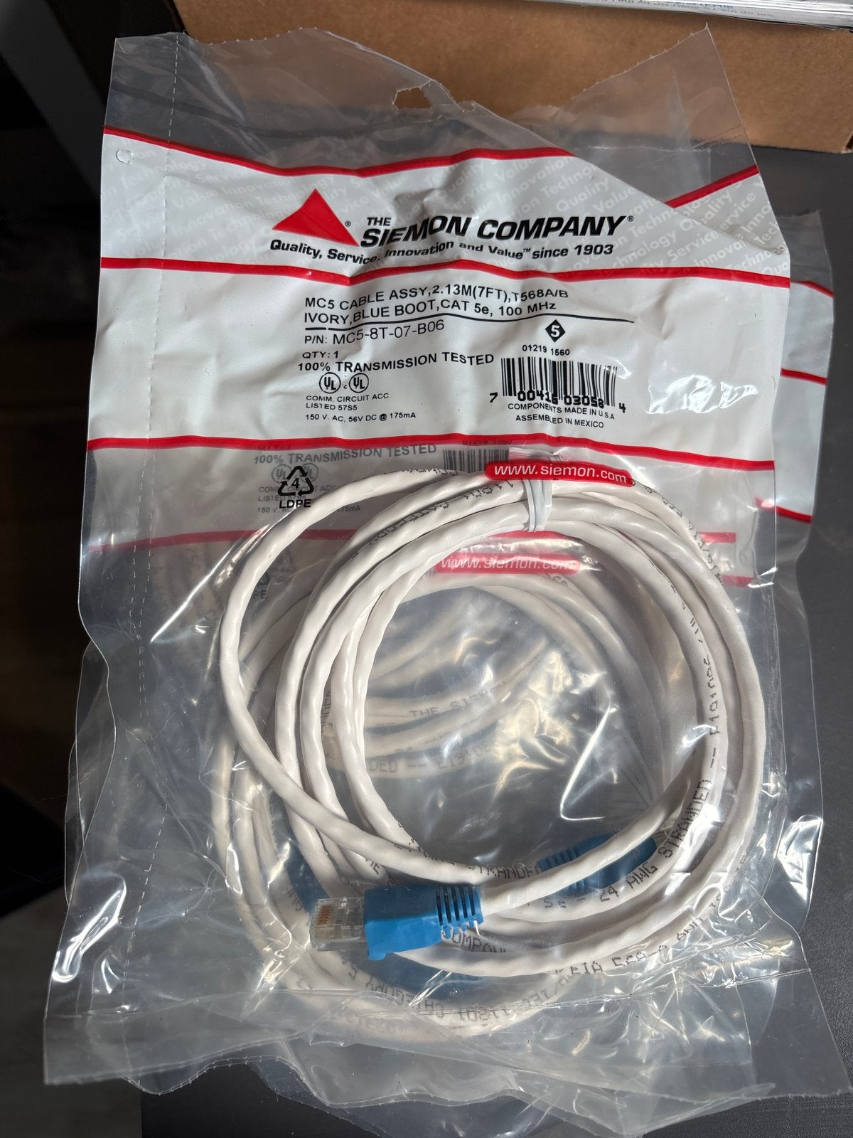 8x Siemon MC5 CAT5e Ethernet Kabel - Nieuw, Computers en Software, Ophalen of Verzenden, Nieuw