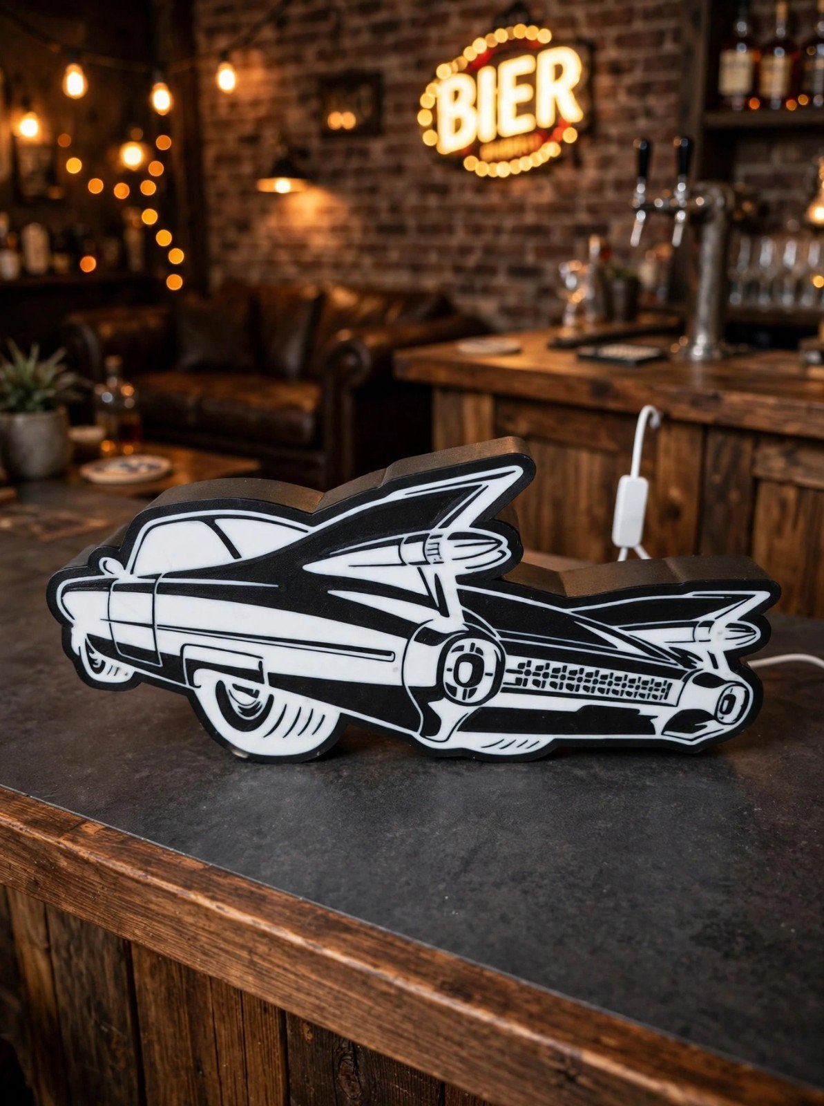 Cadillac LED Neon Verlichting, Vintage, Zwart, Nieuw, Kunststof