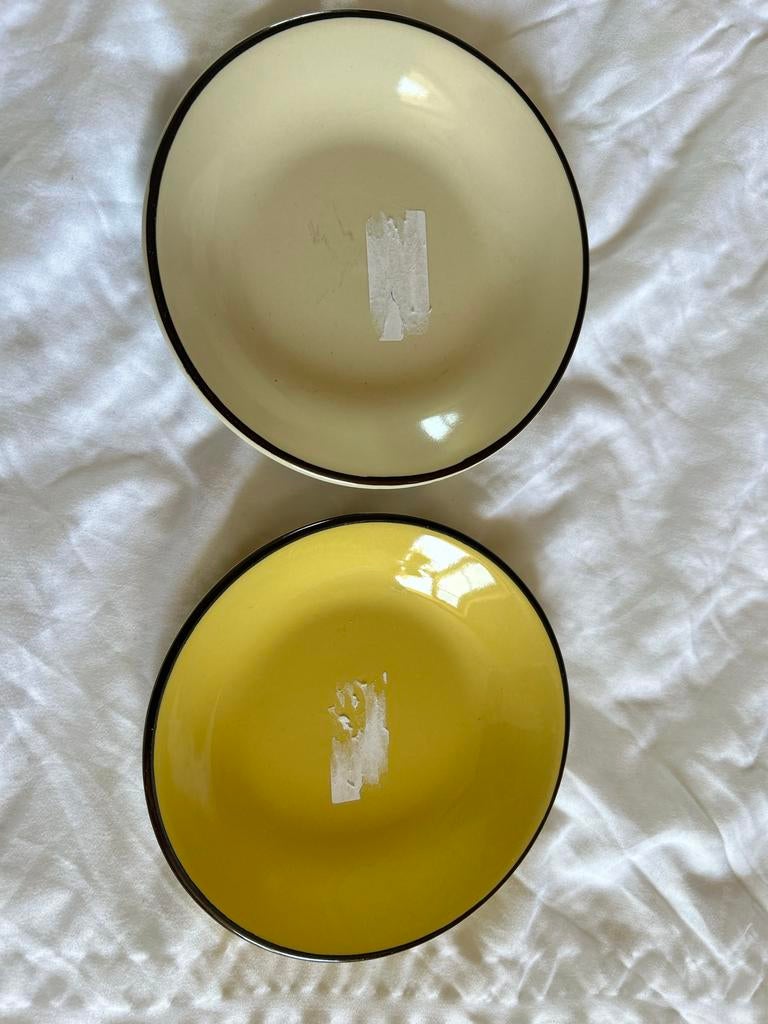 Set van 2 vintage schaaltjes, geel en crème, Ophalen of Verzenden
