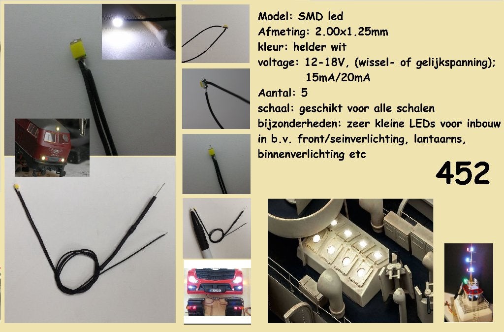 5x SMD 0805 Led Lamp voor 12-18V (452), Hobby en Vrije tijd, Overige merken, Gelijkstroom, Overige typen, Nieuw