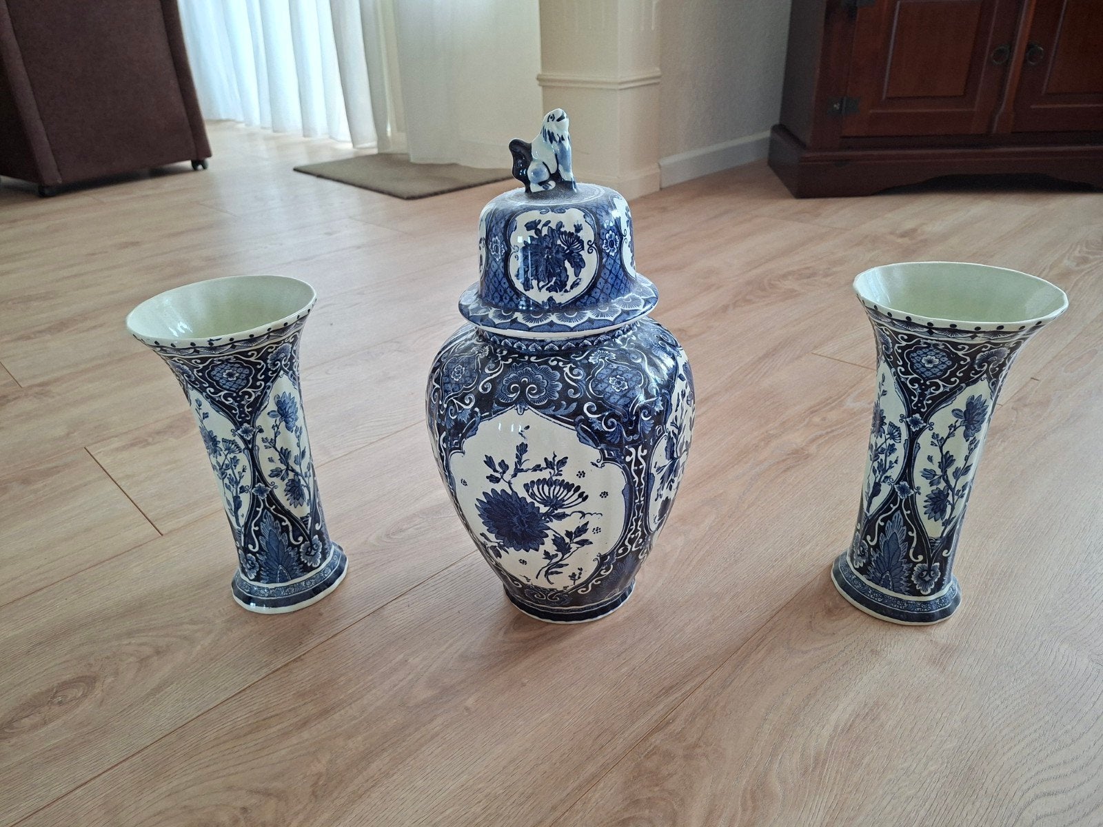 Prachtig Delfts Blauw Boch Holland gemberpot en vazen set, Antiek en Kunst, Ophalen