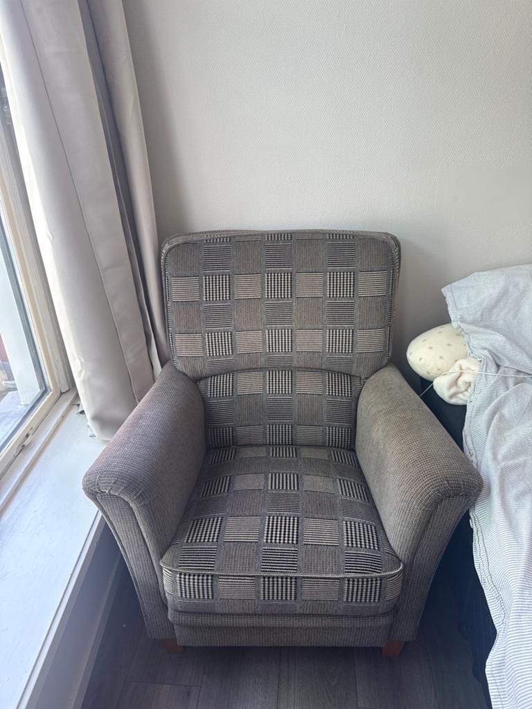 Comfortabele fauteuil met uniek patroon, Huis en Inrichting, Fauteuils, Ophalen, Gebruikt, 75 tot 100 cm, Stof