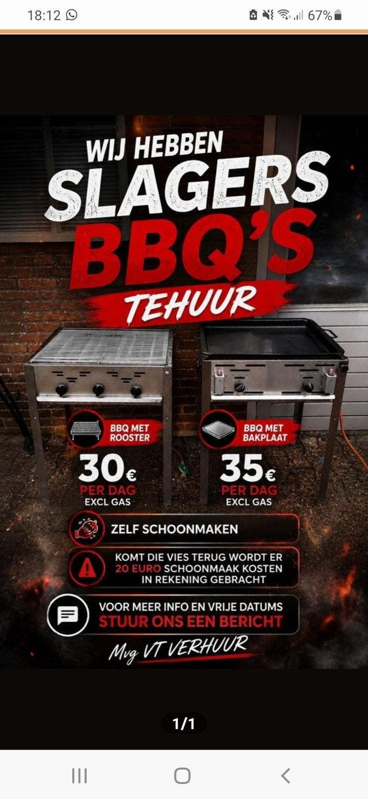 slagers bbq tehuur  & biersetjes statafel, Tuin en Terras, Ophalen