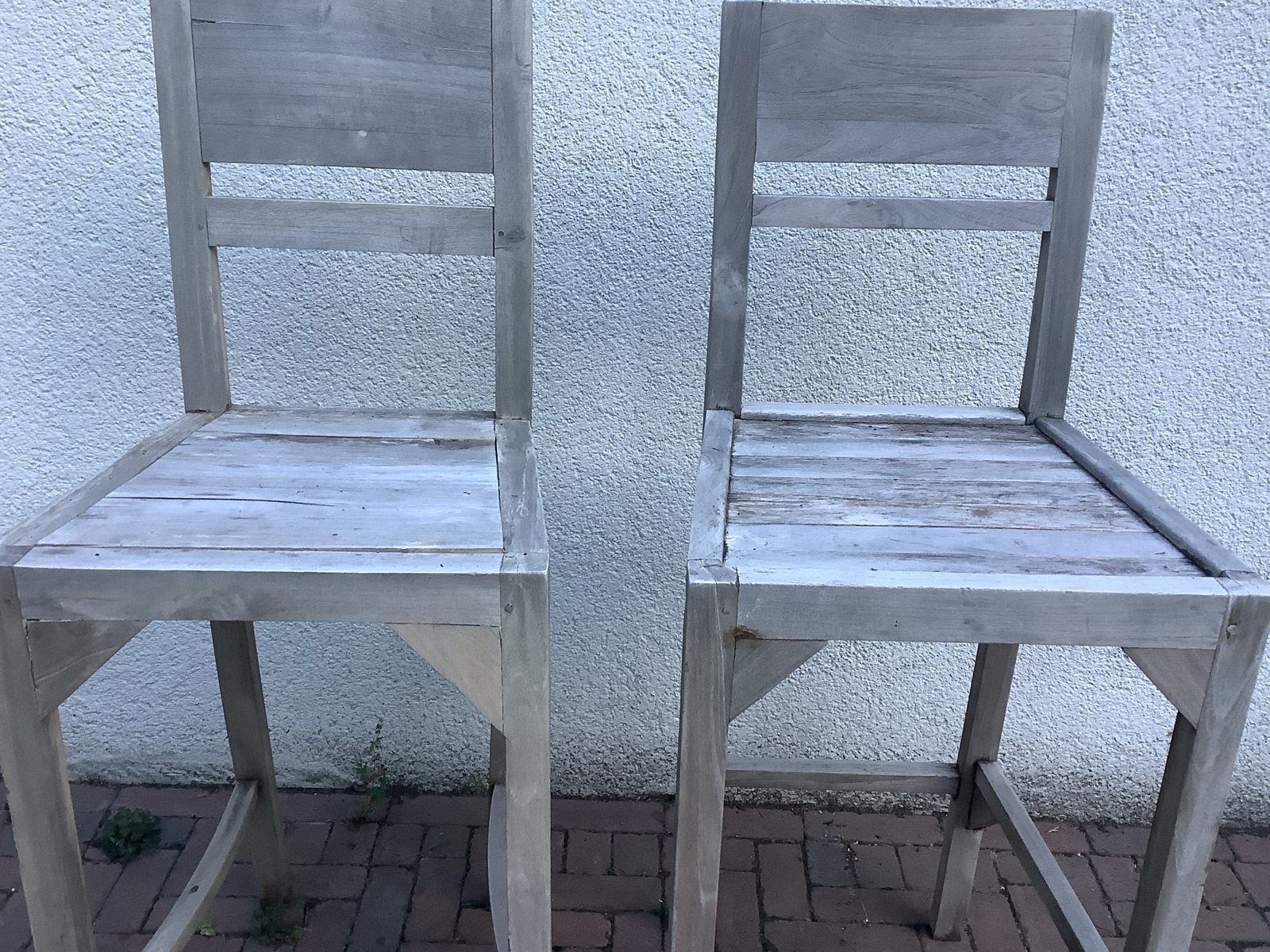 Set van 2 robuuste houten barkrukken, Ophalen, Gebruikt, Twee, Overige kleuren