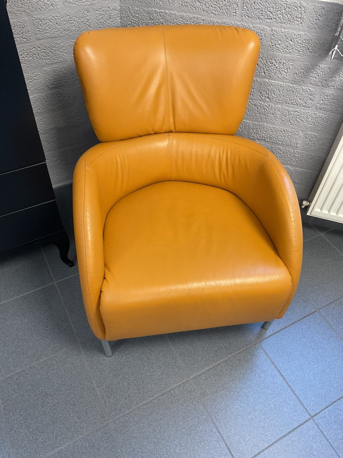 Leren fauteuil, Huis en Inrichting, Ophalen, Minder dan 75 cm, Leer, Zo goed als nieuw