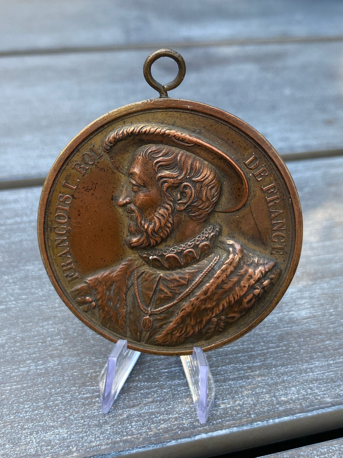 Oude penning uit 1836 met François 1er Koning van Frankrijk, Postzegels en Munten, Penningen en Medailles, Brons, Buitenland, Ophalen of Verzenden