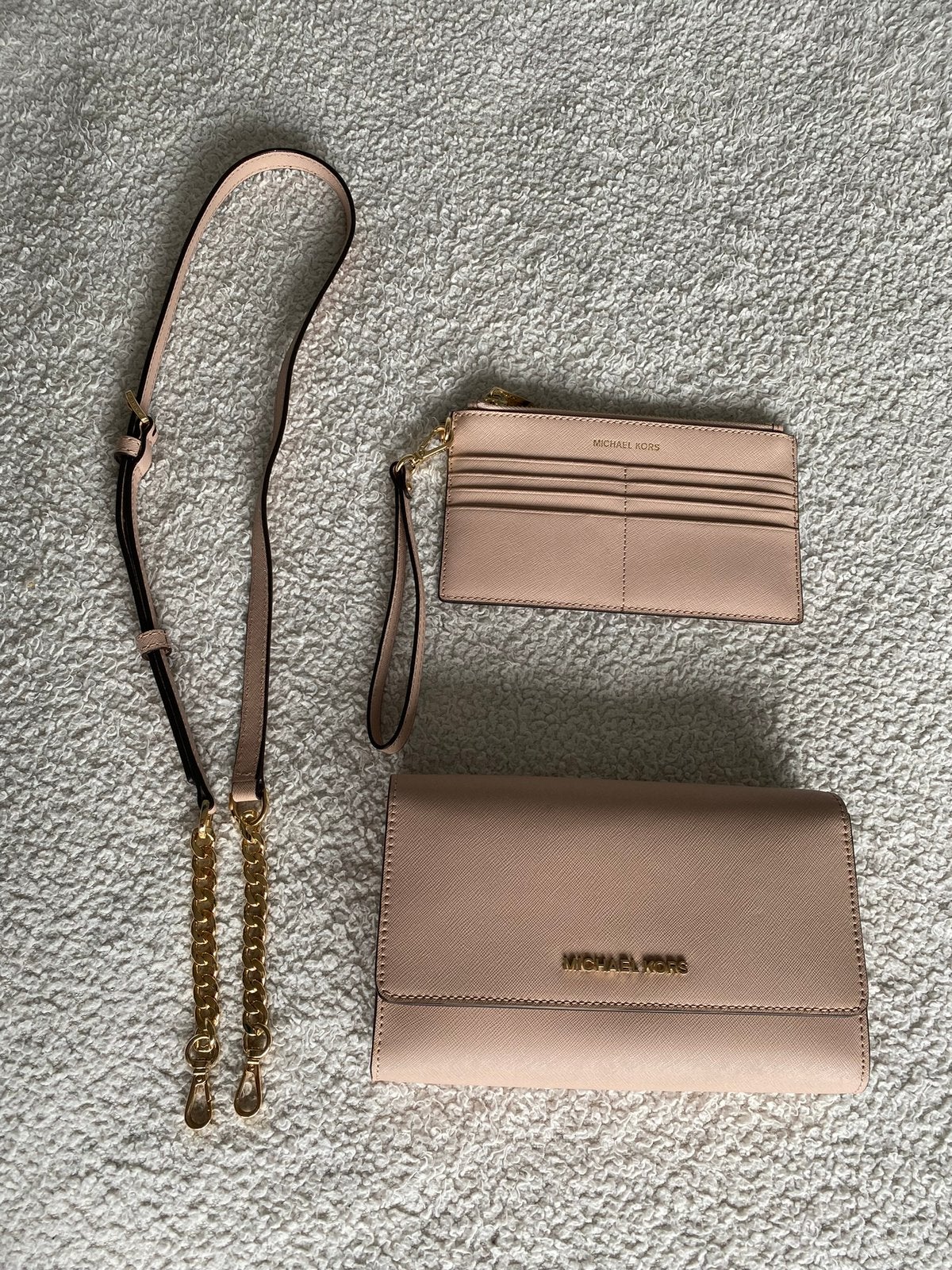 Michael Kors 3 in 1 crossbody/clutch lichtroze, Ophalen of Verzenden, Zo goed als nieuw, Roze, Schoudertasje