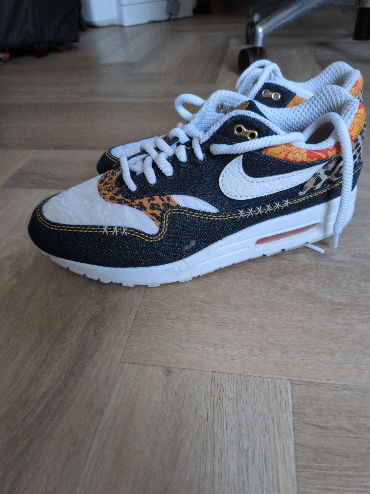 Nike Air Max 1 - Maat 12 - Zwart/Wit/Luipaardprint, Overige kleuren, Nike, Ophalen of Verzenden, Sneakers of Gympen