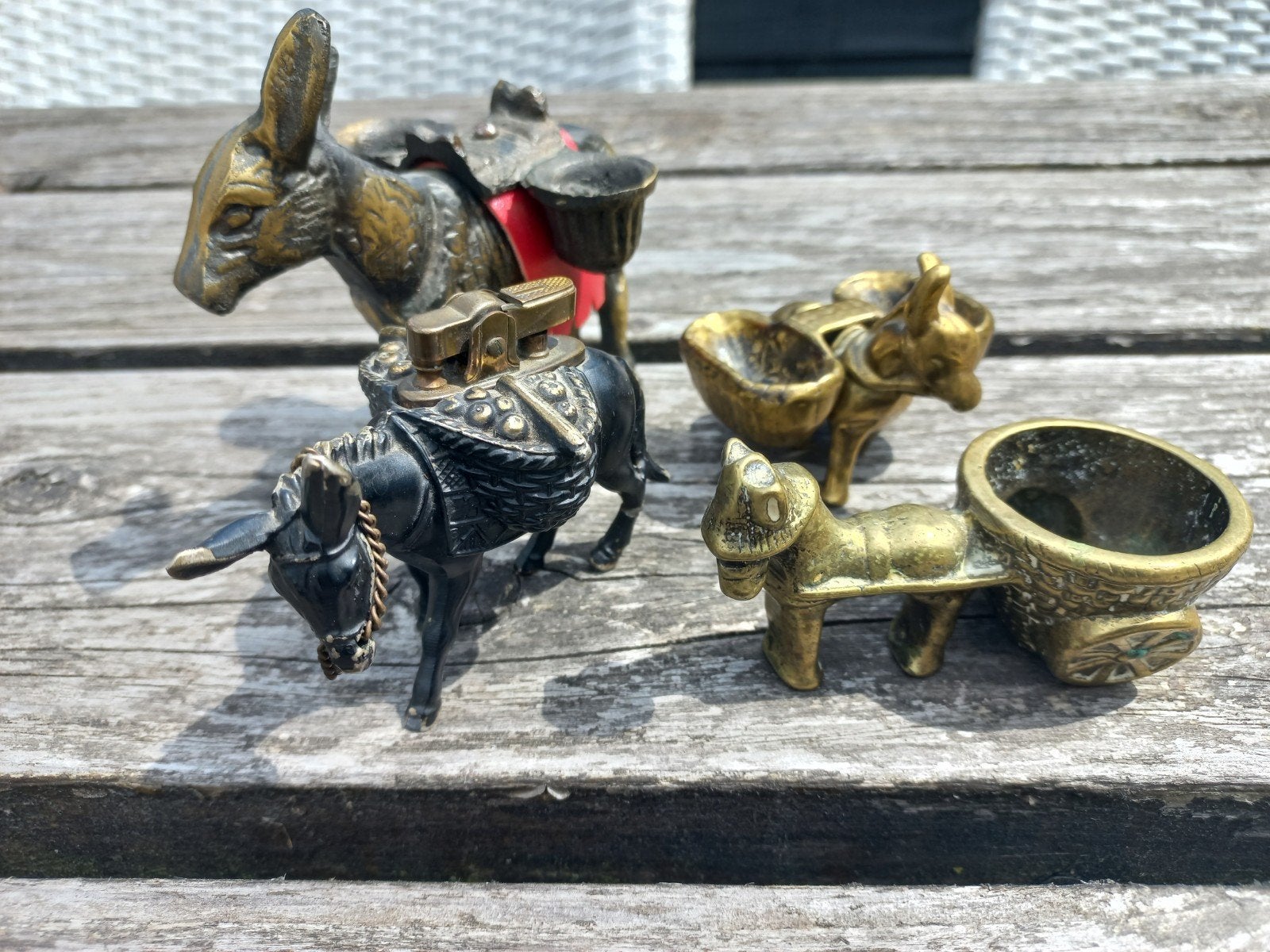 4 metalen ezeltjes, Ophalen of Verzenden