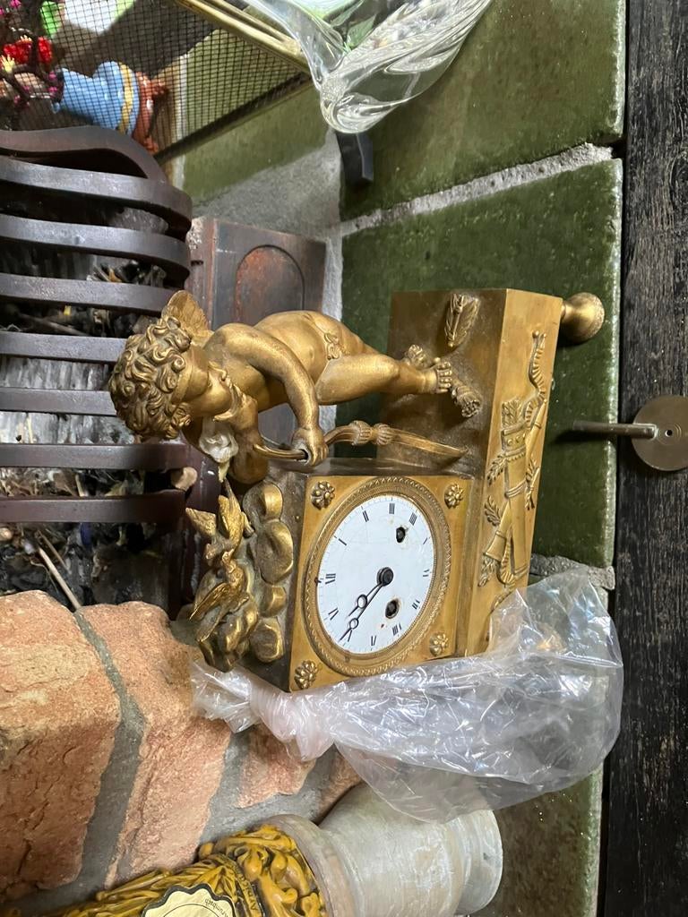 Antieke koperen klok met toebehoren, Ophalen of Verzenden