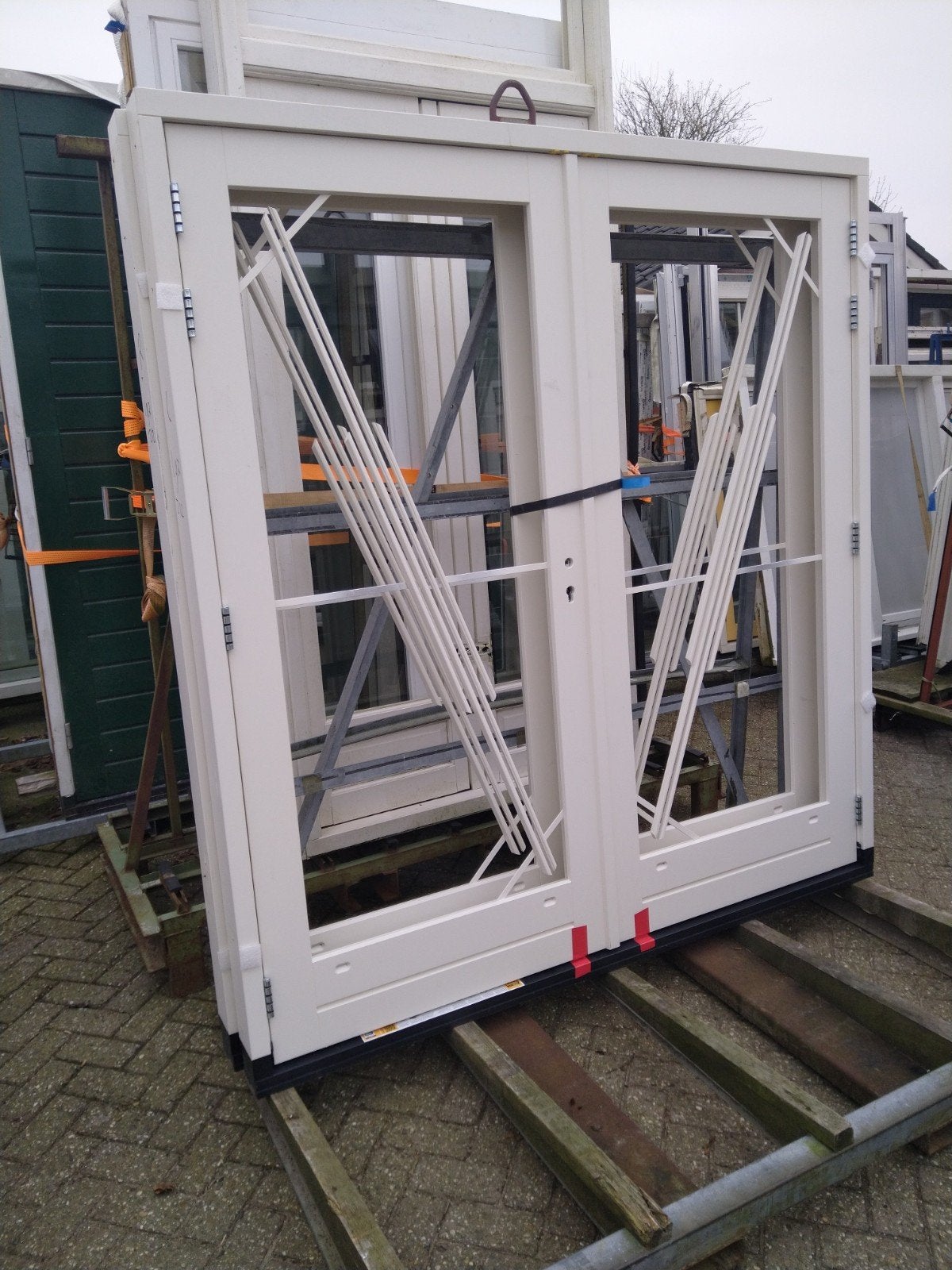 Kozijn met dubbele tuindeuren, Doe-het-zelf en Verbouw, Deuren en Horren, Ophalen, Nieuw, Buitendeur, Hout