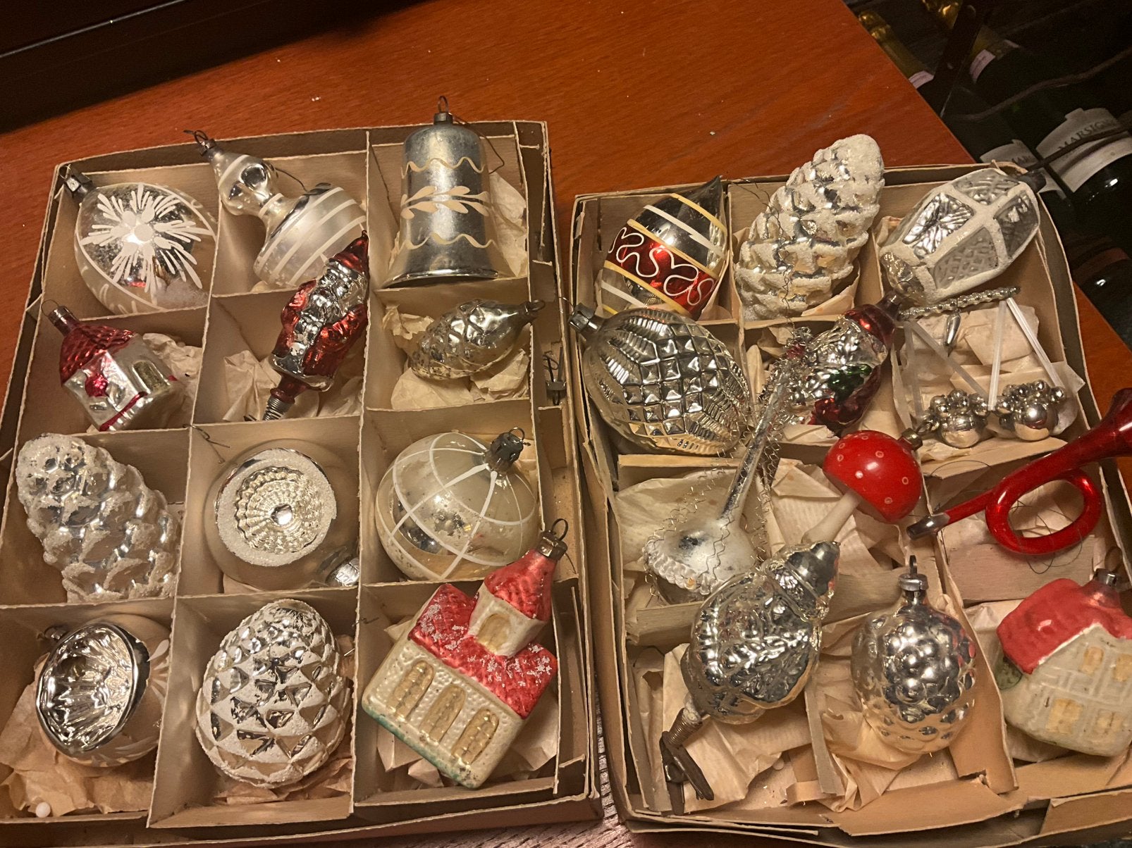 ANTIEKE KERSTBALLEN, Ophalen of Verzenden, Gebruikt