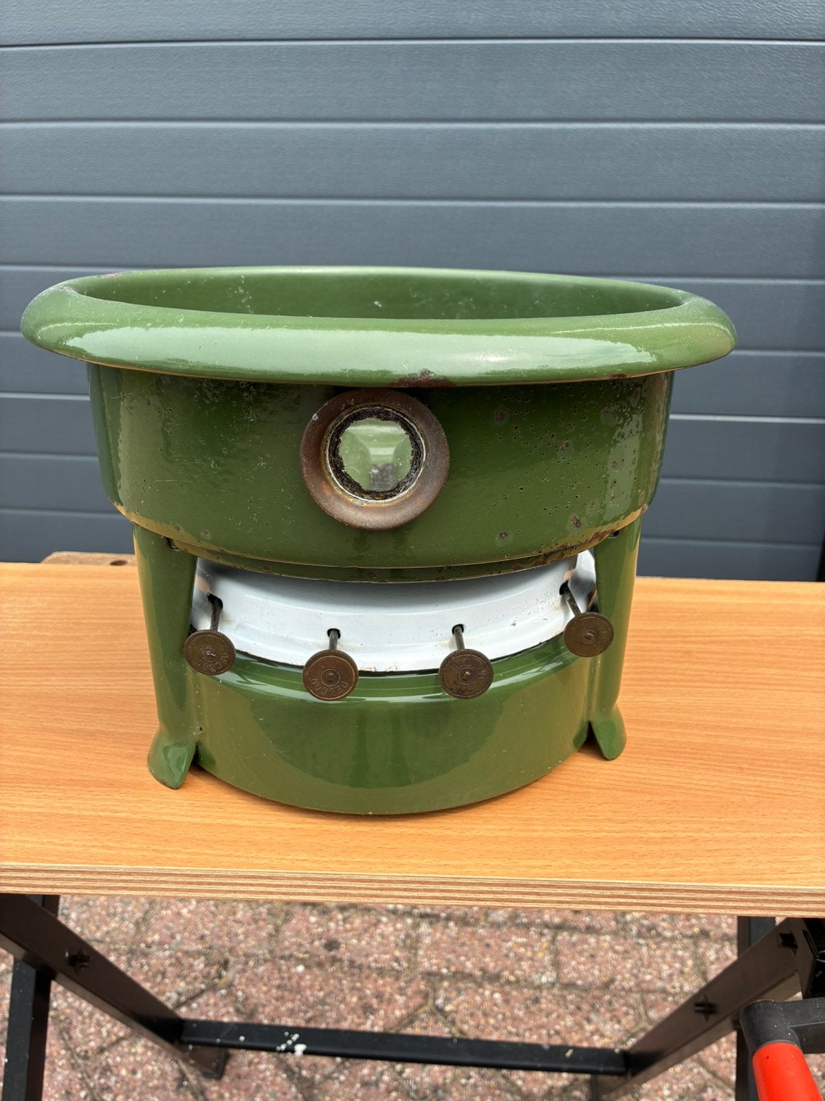 Te koop Petroleumstel 4 pits vintage, Antiek en Kunst, Antiek | Emaille, Ophalen