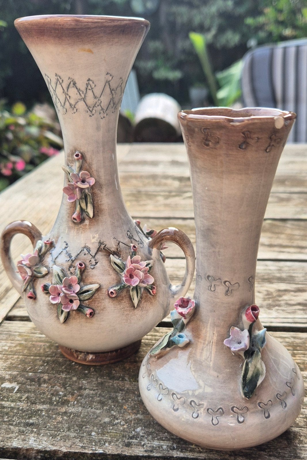 Vintage Italiaanse Capodimonte Vazen - Visconti Mollica 2 st, Antiek en Kunst, Ophalen of Verzenden