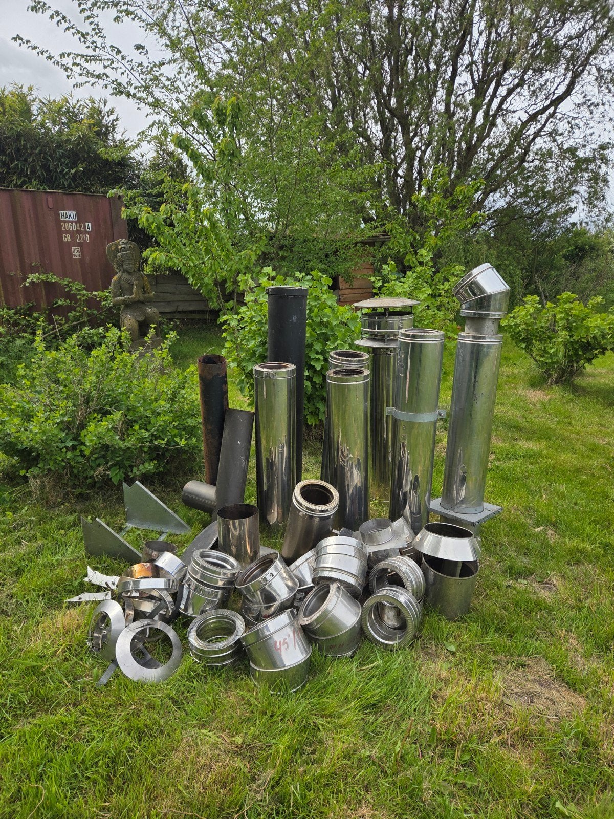 Zeer Complete Set Dubbelwandig Rookkanaal Ø160/220mm – 9m+﻿, Ophalen, Hout