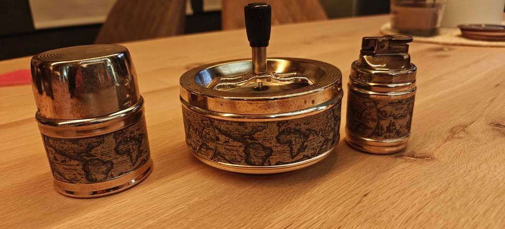 Vintage Aansteker, Asbak & Tabaksdoos Set, Ophalen of Verzenden