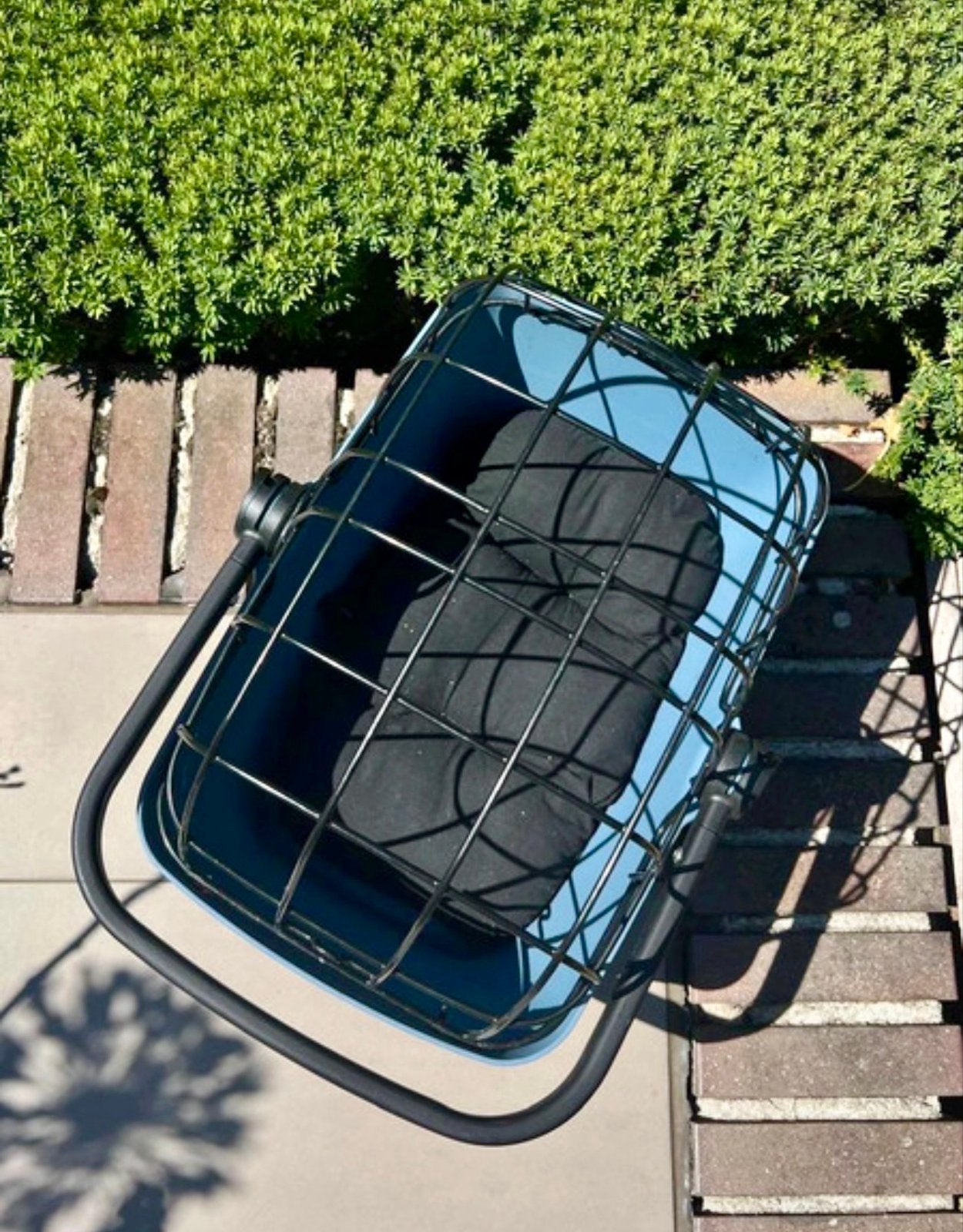 Basil Buddy fietsmand, lichtblauw met draadmand en kussentje, Basil, Ophalen of Verzenden, Zo goed als nieuw, Hondenfietsmand