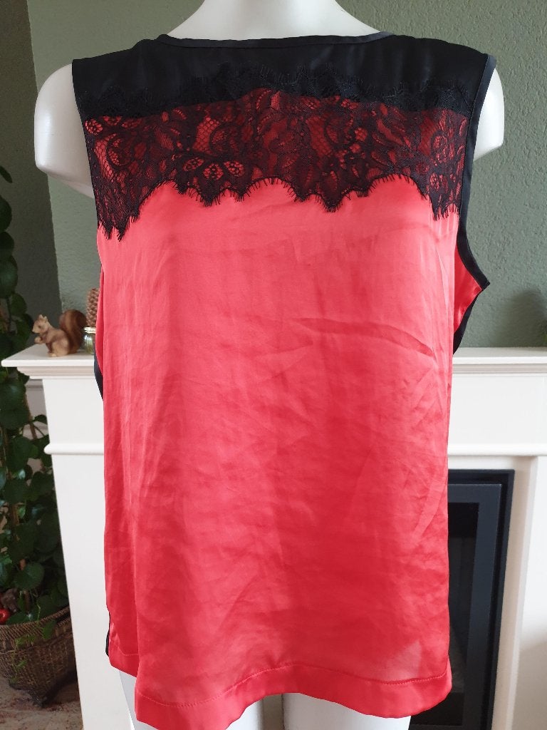 Summum Woman zwart rode top 40 M kant shirt, Maat 38/40 (M), Summum Woman, Verzenden, Zo goed als nieuw
