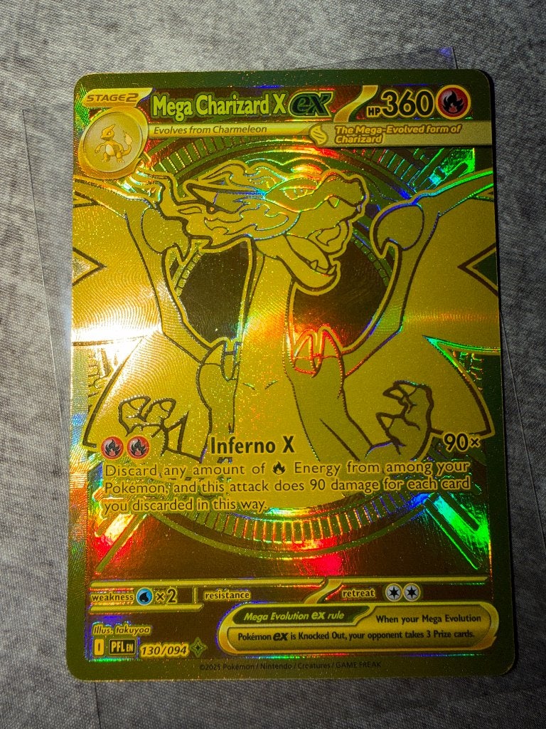 mega charizard x ex pfl 130/94, Ophalen of Verzenden, Zo goed als nieuw, Losse kaart