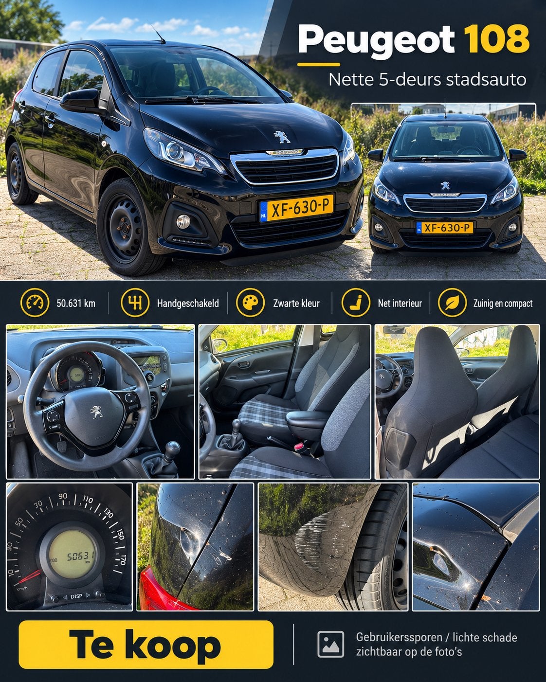 Peugeot 108 1.0 E-vti 72pk 5D 2019 Zwart, Voorwielaandrijving, 4 stoelen, Zwart, Origineel Nederlands