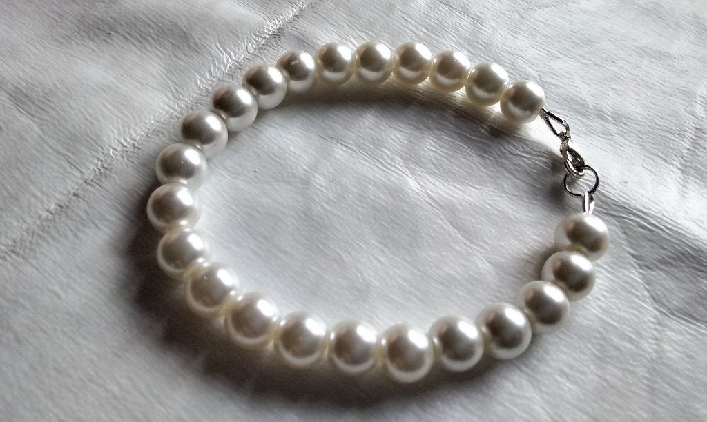 Witte Parels Armband Look Akoya Parels Glans Nieuw Zilver, Ophalen, Nieuw, Wit, Overige materialen