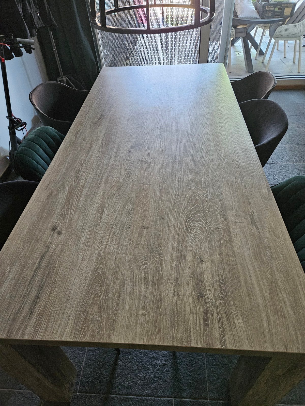 Moderne eetkamertafel - Houtlook, Huis en Inrichting, Tafels | Eettafels, Zo goed als nieuw, 50 tot 100 cm, 150 tot 200 cm, Vier personen