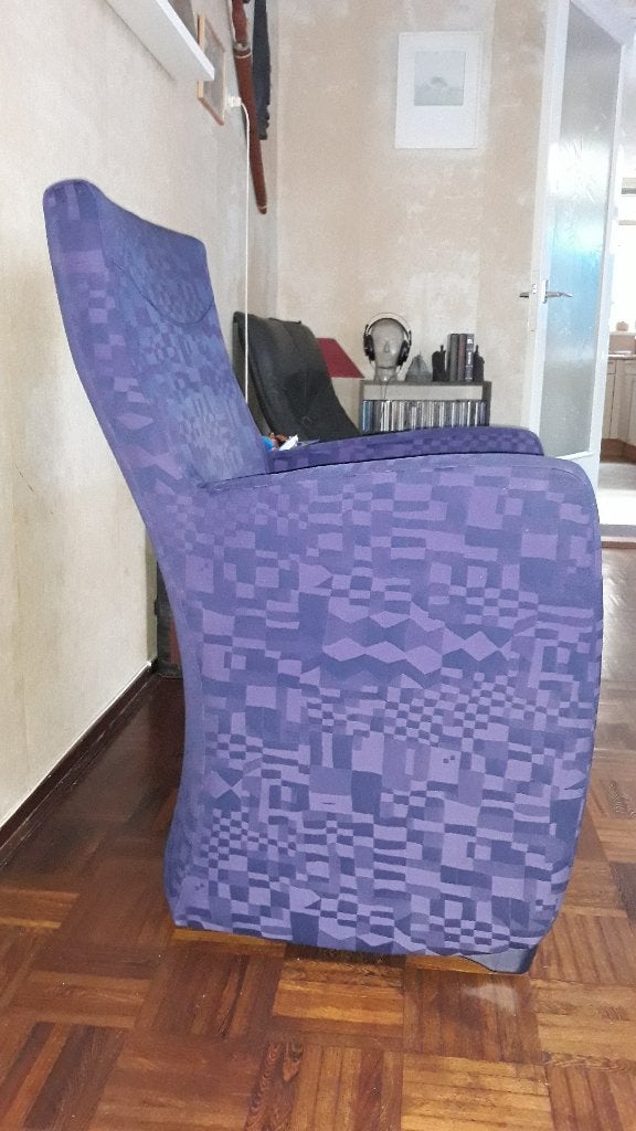 Leolux fauteuil - Paars met patroon, Ophalen, Gebruikt, Minder dan 75 cm, 50 tot 75 cm