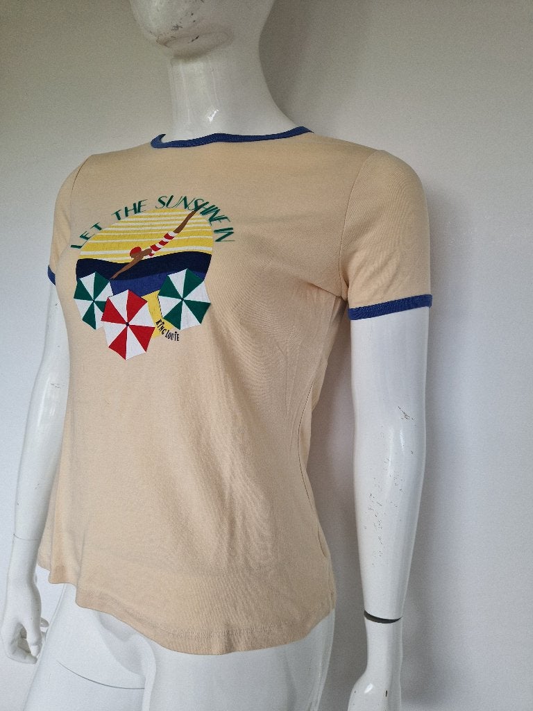 King Louie T-shirt met zomerse print. Maat XL., Kleding | Dames, T-shirts, Nijmegen, Beige, Ophalen of Verzenden, Zo goed als nieuw