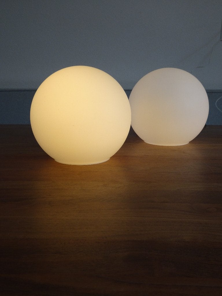 Twee vintage Ilu Di Vetro bollampen / tafellamp / vloerlamp, Ophalen, Gebruikt, Glas, Minder dan 50 cm