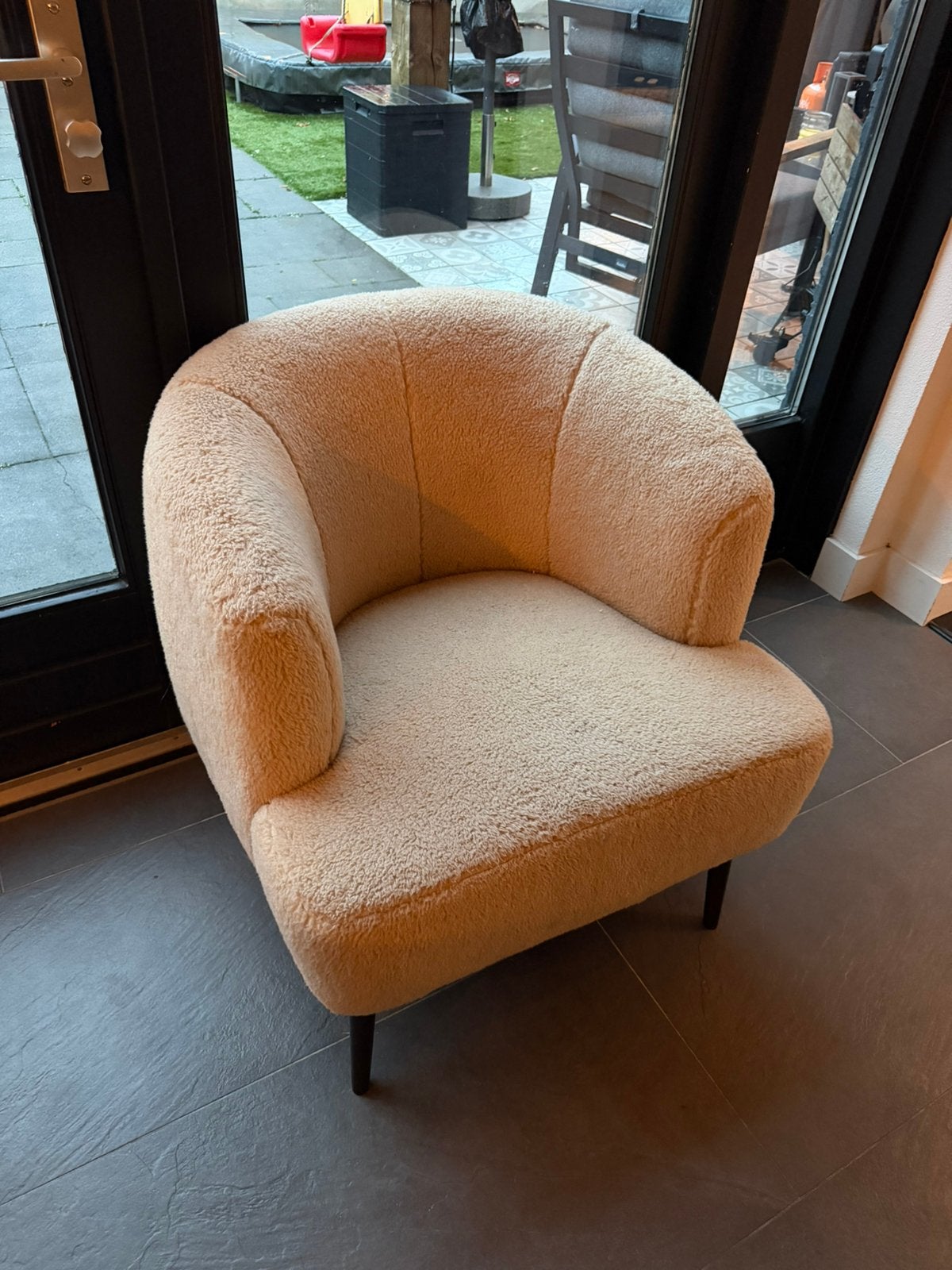 Bronx71 Teddy bouclé fauteuil Nora beige, Huis en Inrichting, Ophalen, Zo goed als nieuw, 75 tot 100 cm, 50 tot 75 cm