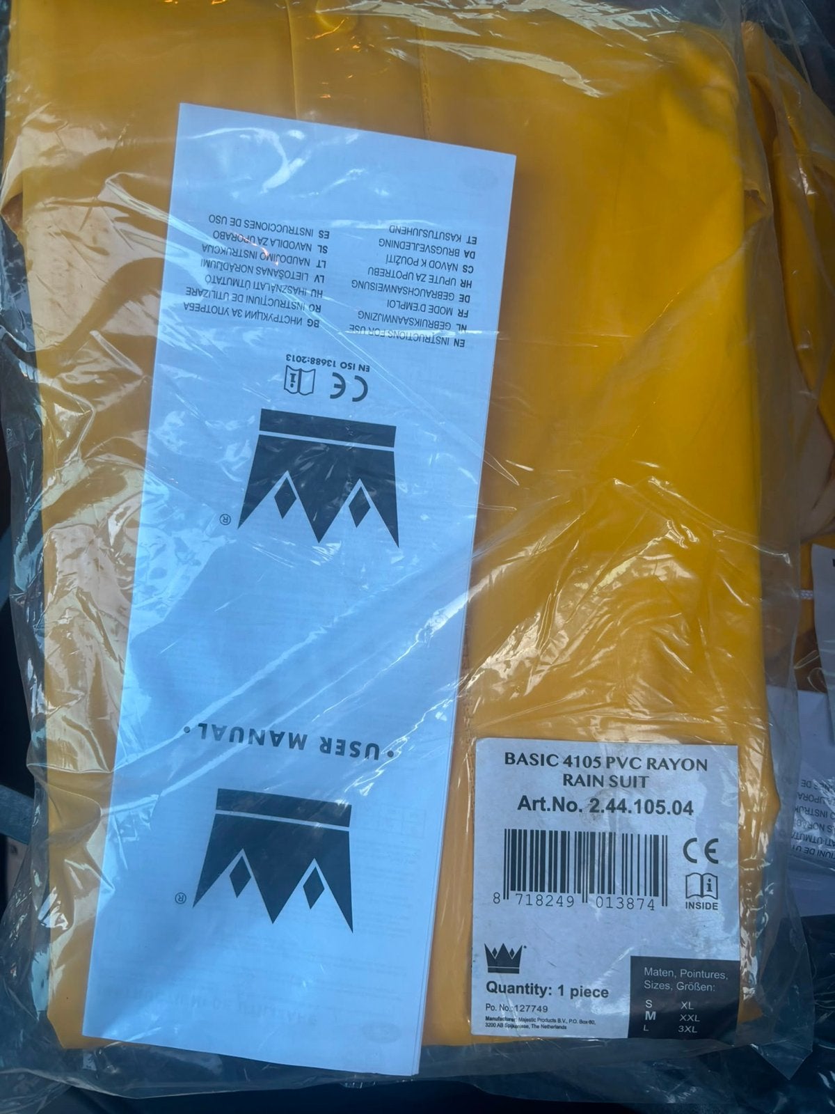 8 nieuwe regenpakken maat M - Geel PVC Rayon, Ophalen, Nieuw, Regenpak, Heren