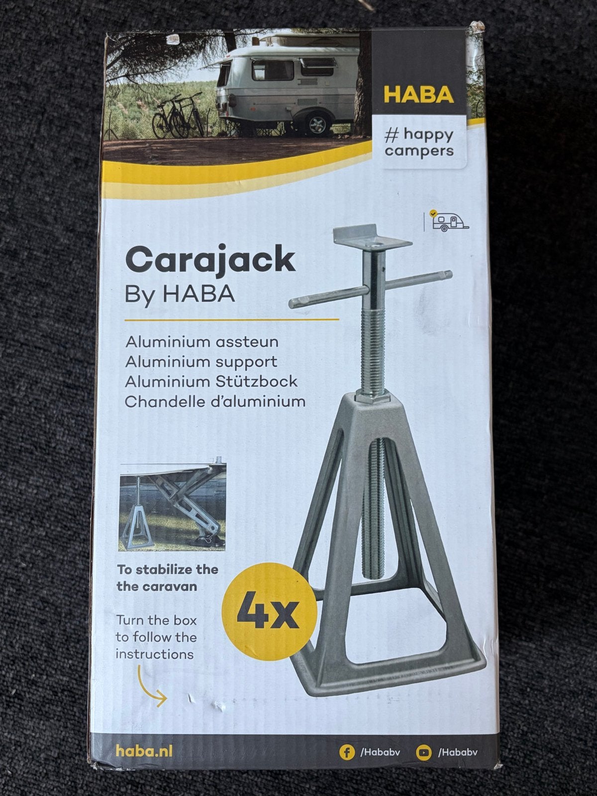 Lichtgewicht aluminium assteunen Carajack by Haba 4 stuks, Ophalen of Verzenden, Zo goed als nieuw