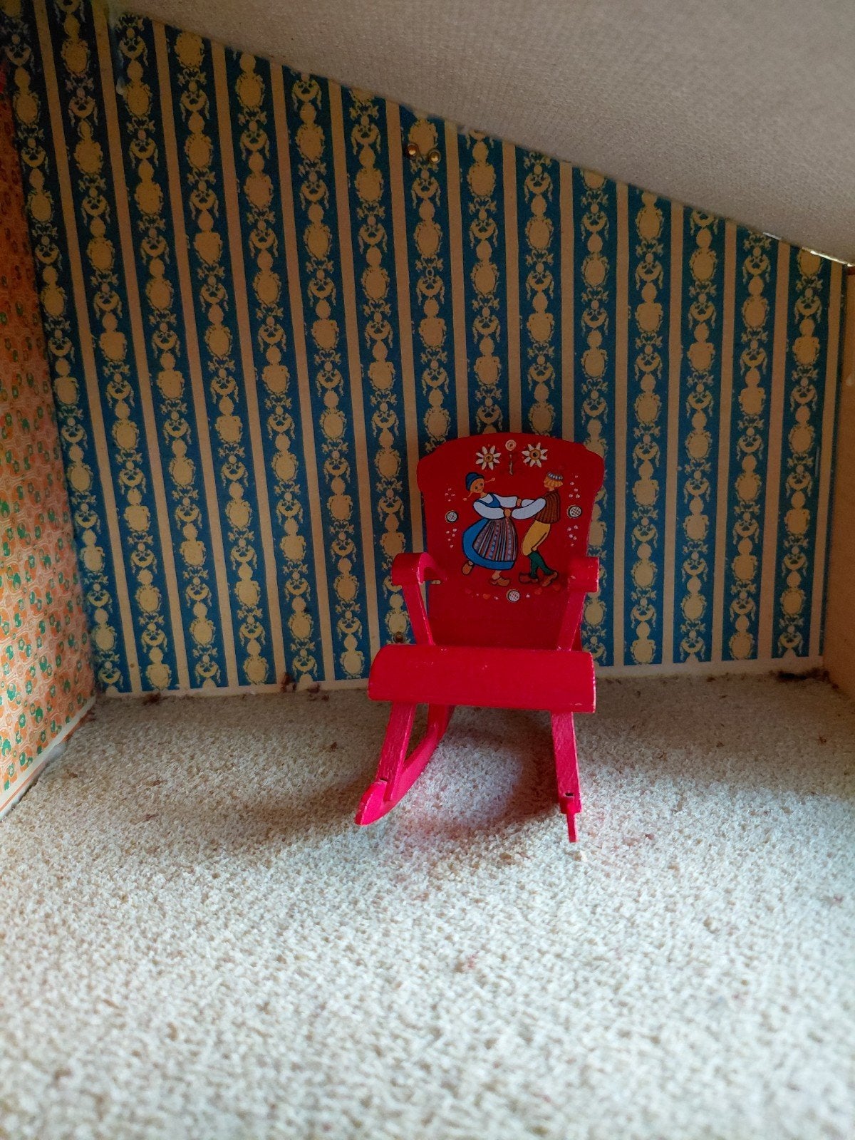 Vintage lundby schommelstoel 1.16, Ophalen of Verzenden, Gebruikt, Poppenhuis