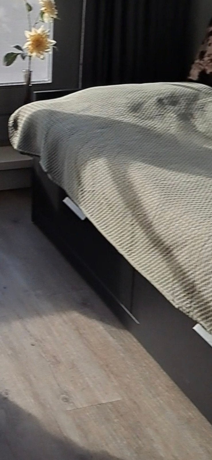 IKEA Brimnes bedbank met 2 lades, zwart, 80x200 cm, Ophalen, Eenpersoons, Zwart, 80 cm
